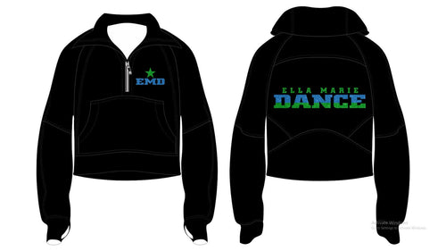 *GLITTER VINYL* Ella Marie Dance- Premiere 3/4 Zip Cotton Sweatshirt